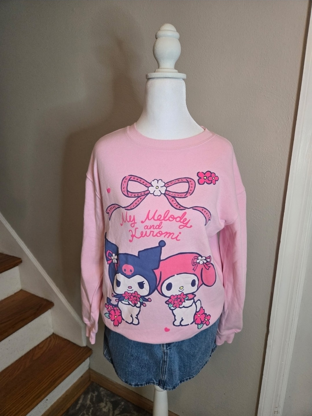 My Melody & Kuromi Sanrio Jewled Pink Crewneck Sweatshirt Size Xtra Small